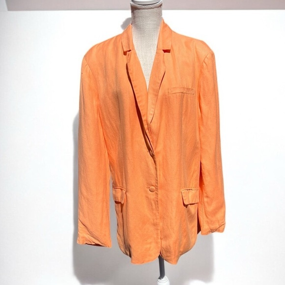 🌻ASHLEY PARK x RTR Orange Long Line Linen Blazer Size XL | $295 Retail - Picture 3 of 12